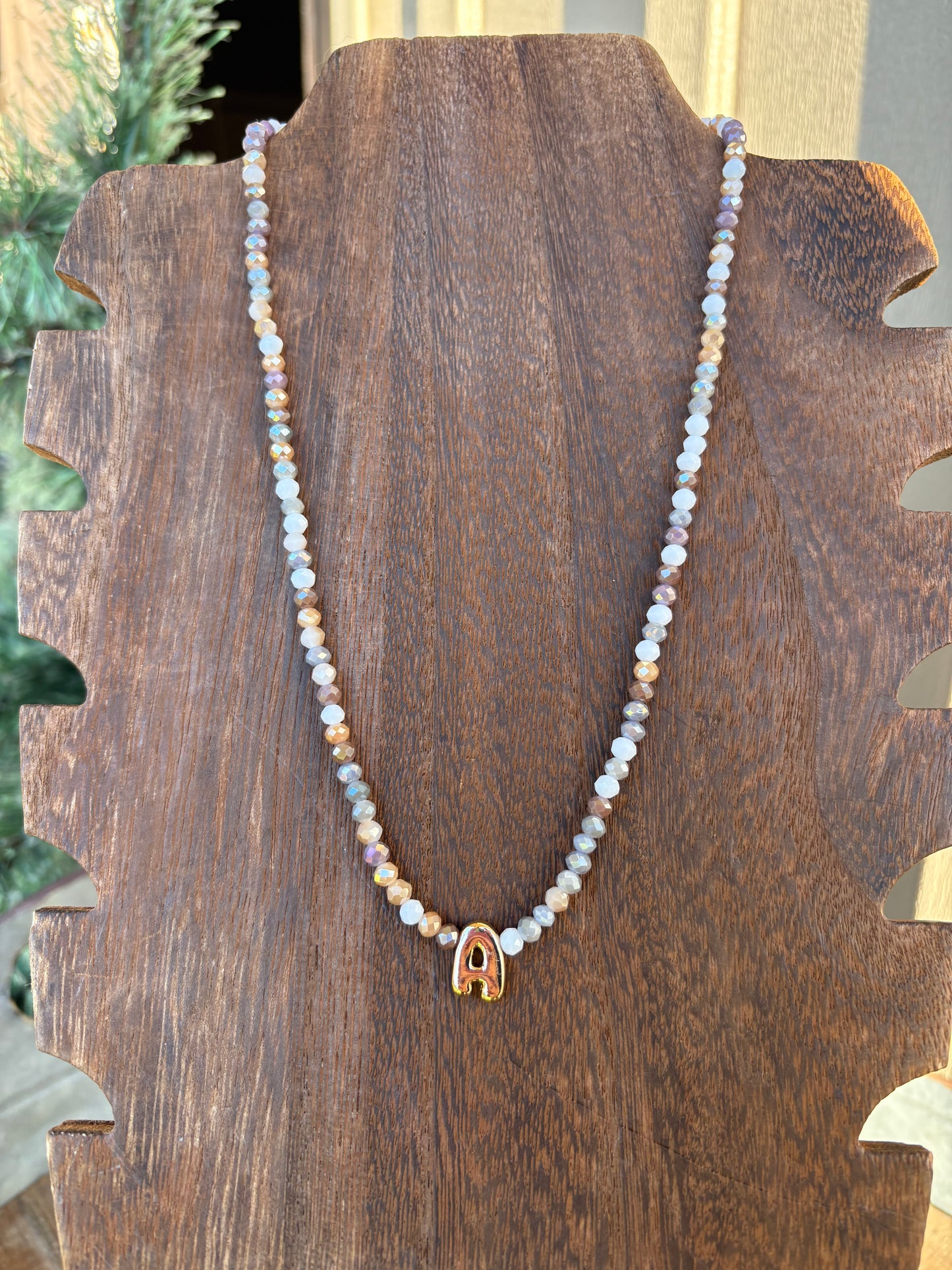 “Initial Beaded Necklace”