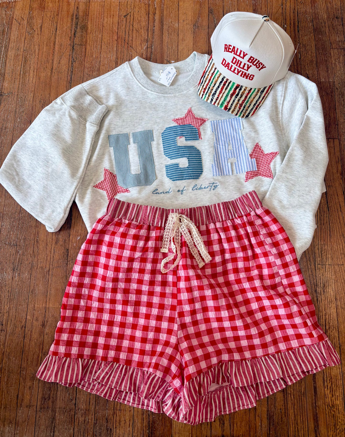 “USA Patchwork Oversized Crew”