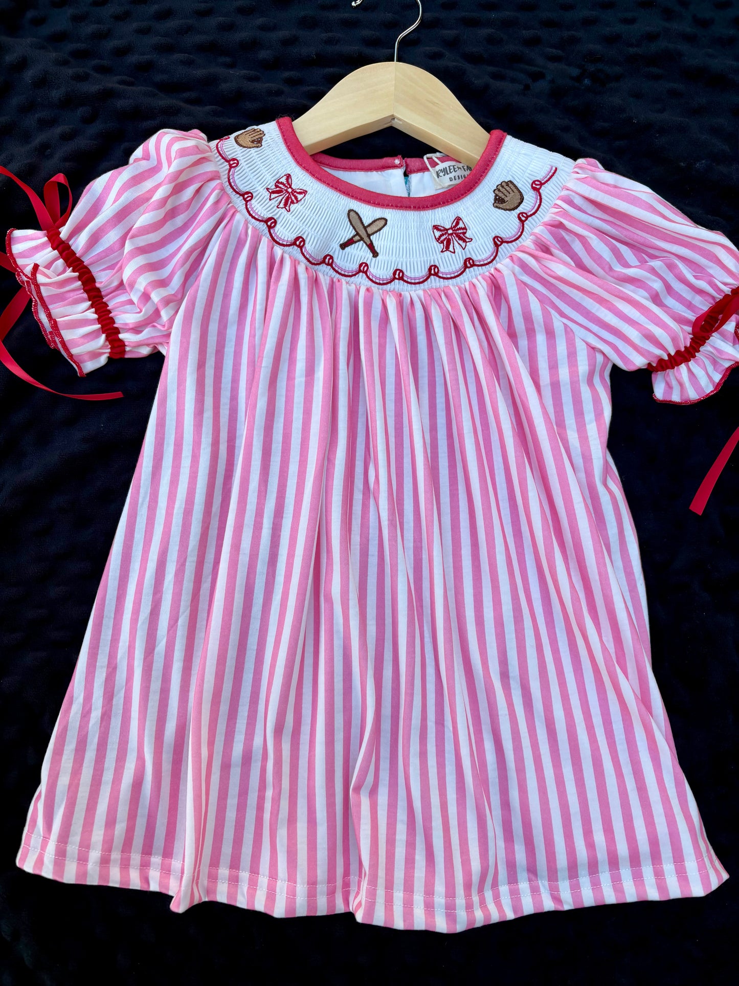 “Girls Baseball Embroidery Dress”