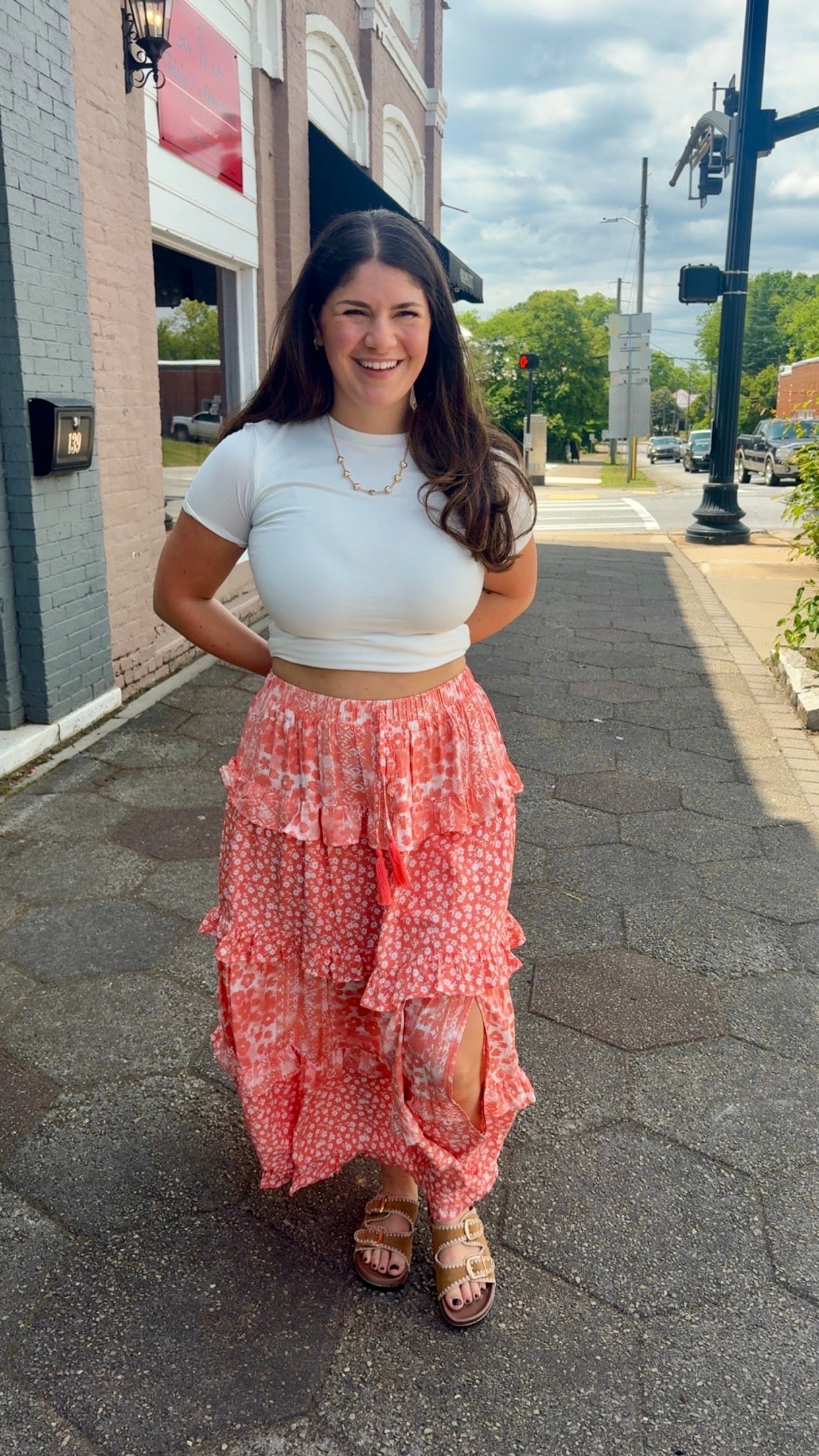 “Floral Maxi Skirt With Slit”