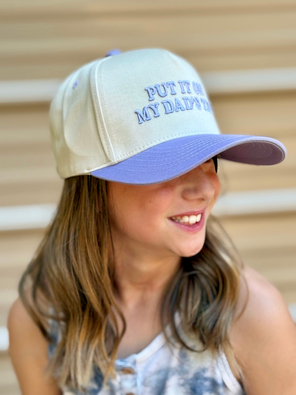 “Put It On My Dad’s Tab Youth Adjustable Trucker Hat”