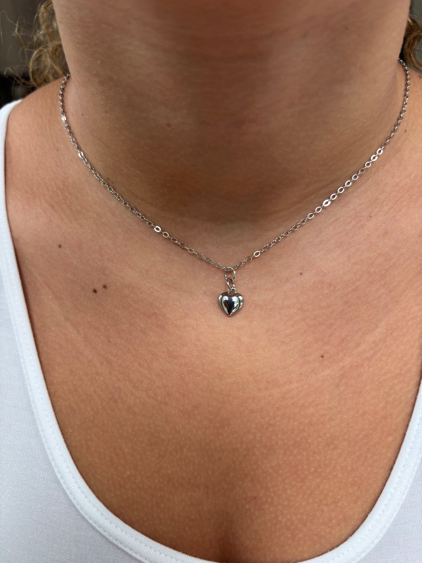 “Small Gold & Silver Heart Necklace”