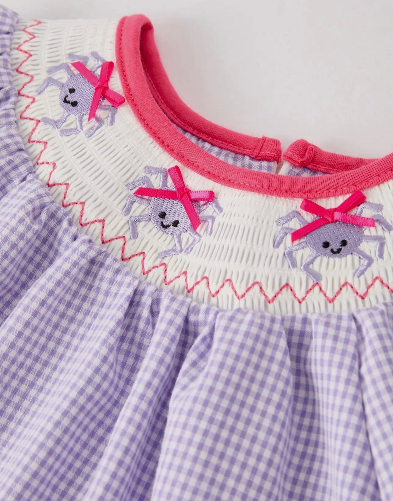 “Spider Smock Embroidery Girls Dress”