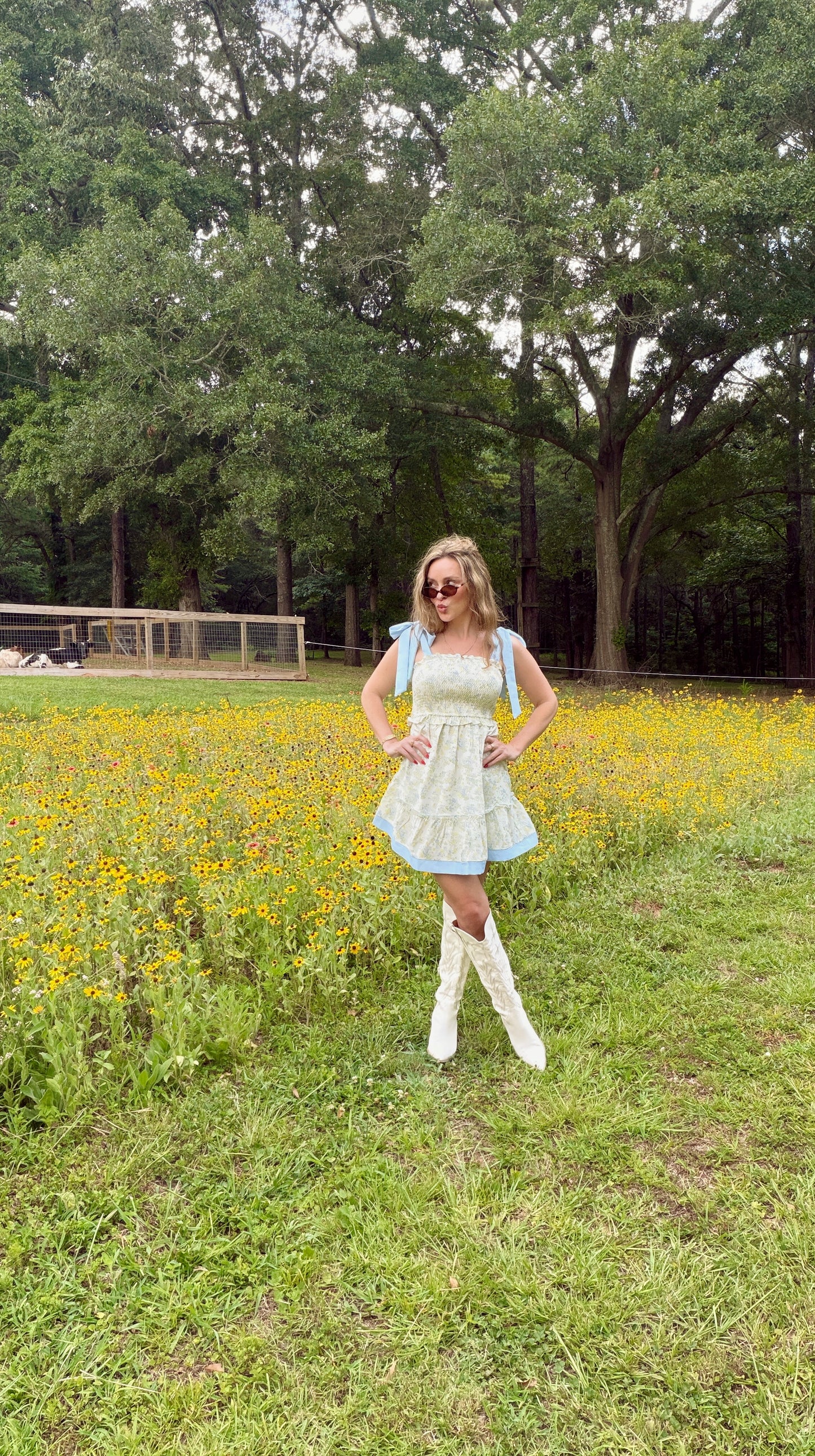 “Floral Ribbon Strap Sundress”