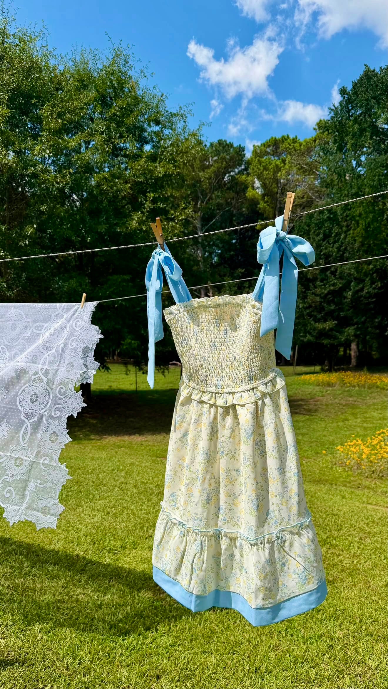 “Floral Ribbon Strap Sundress”