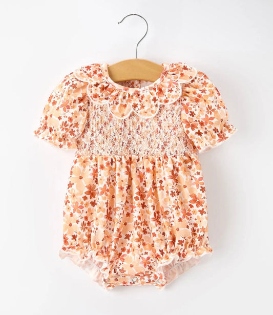 “Fall Rust Floral Baby Romper”