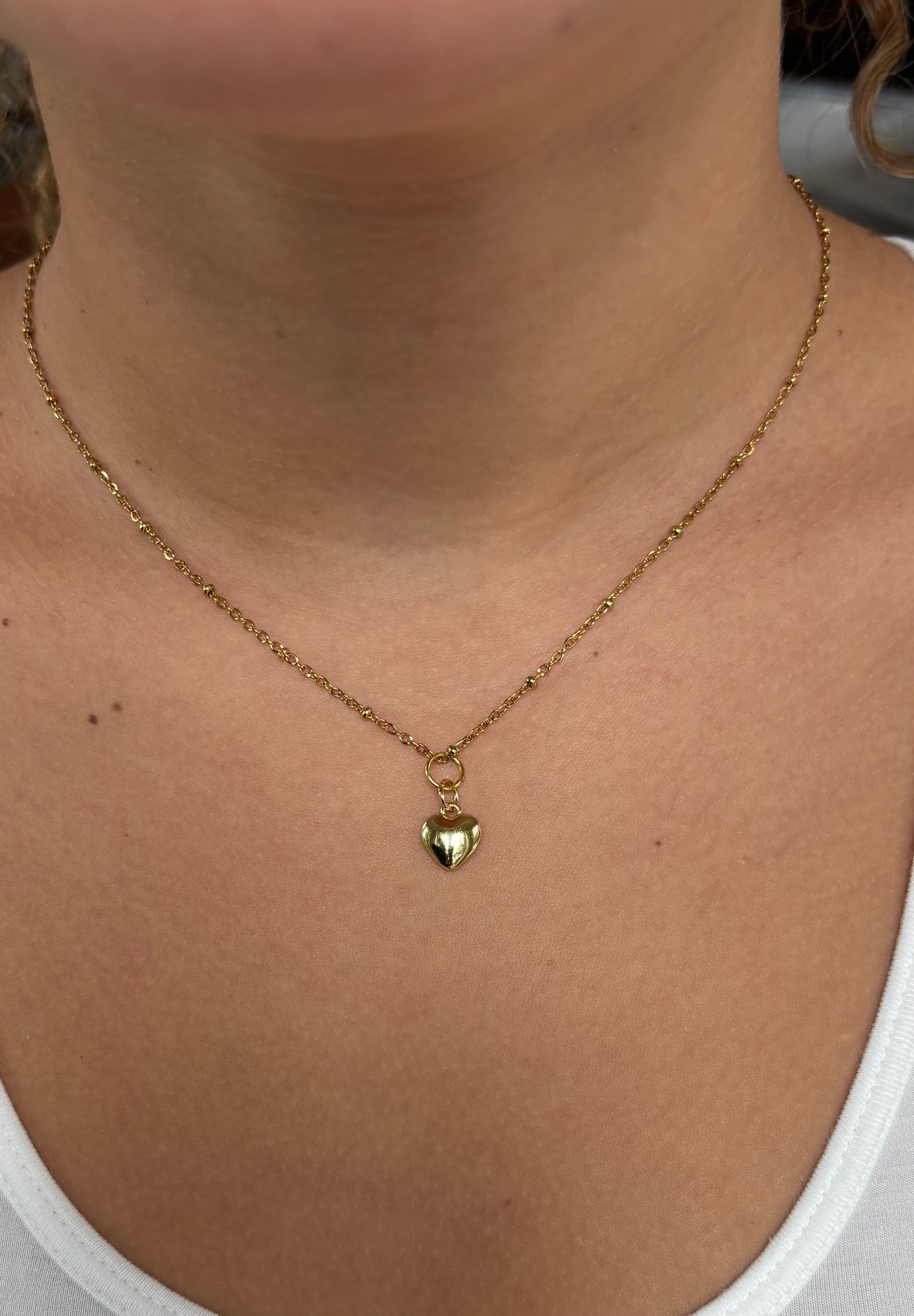 “Small Gold & Silver Heart Necklace”