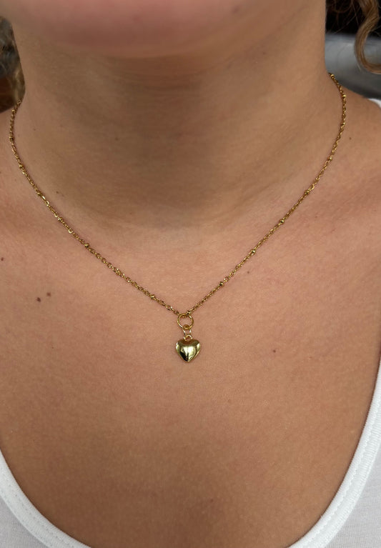 “Small Gold & Silver Heart Necklace”