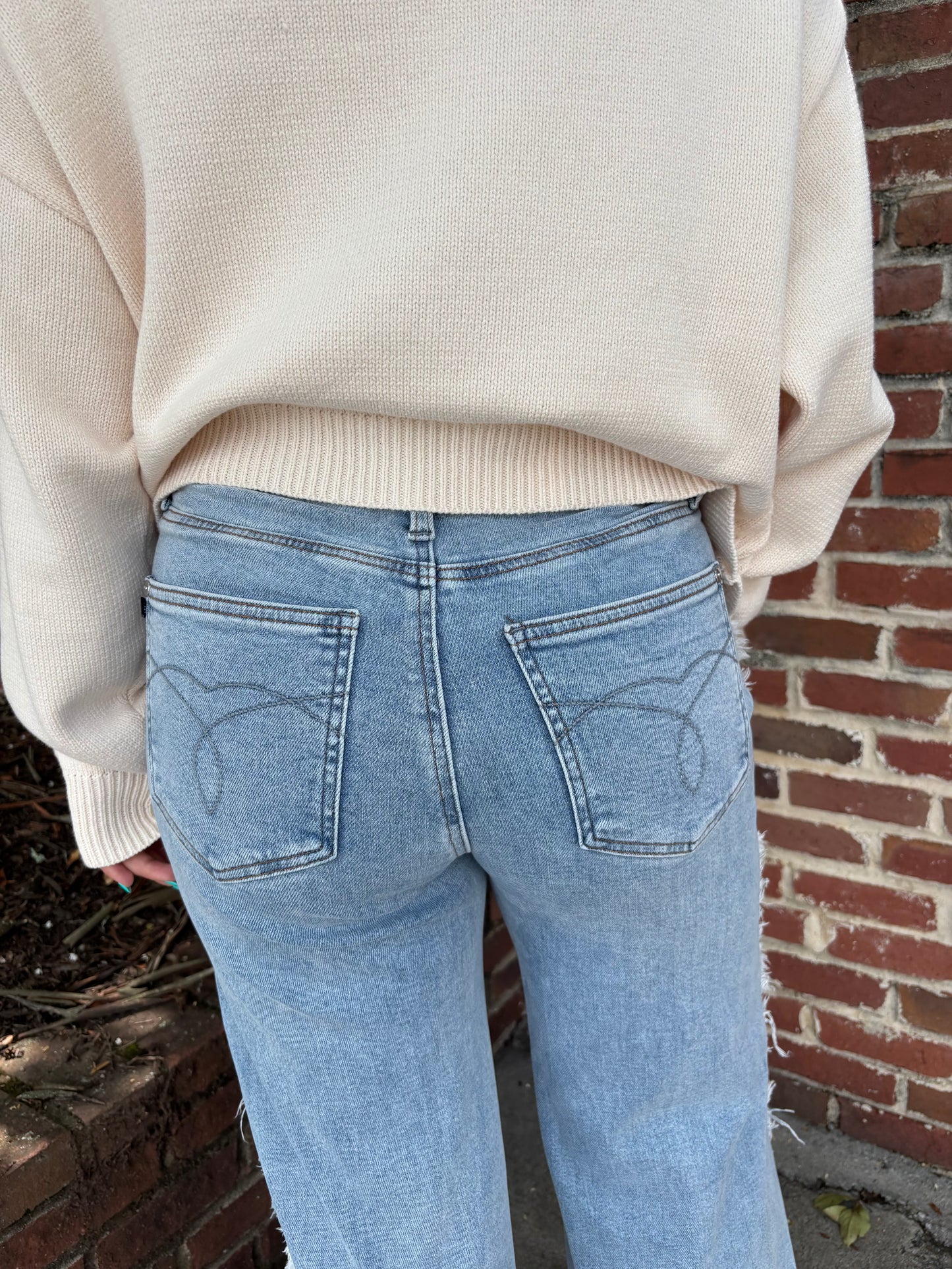“High Waist Fringe Judy Blue Jeans”