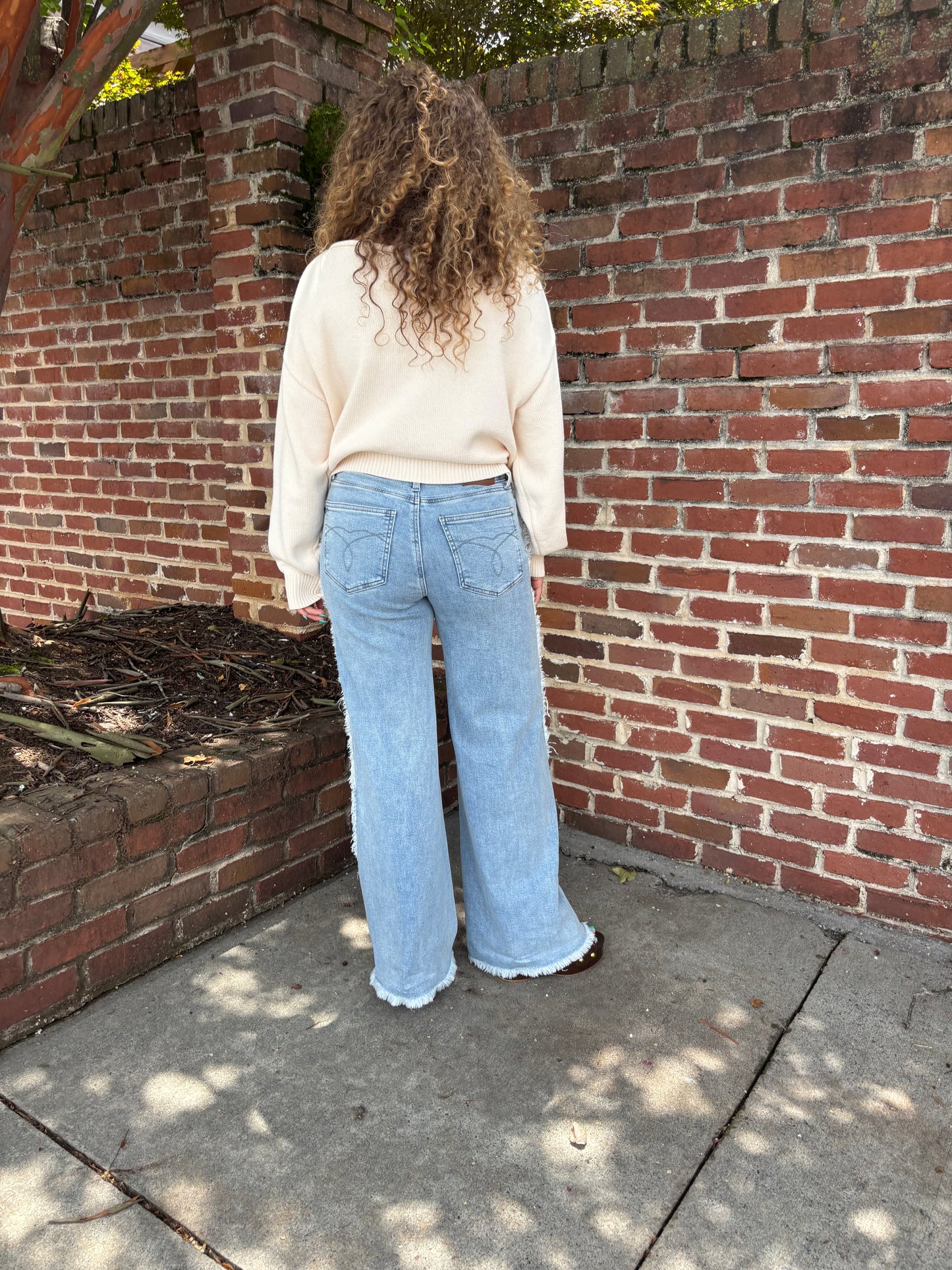 “High Waist Fringe Judy Blue Jeans”