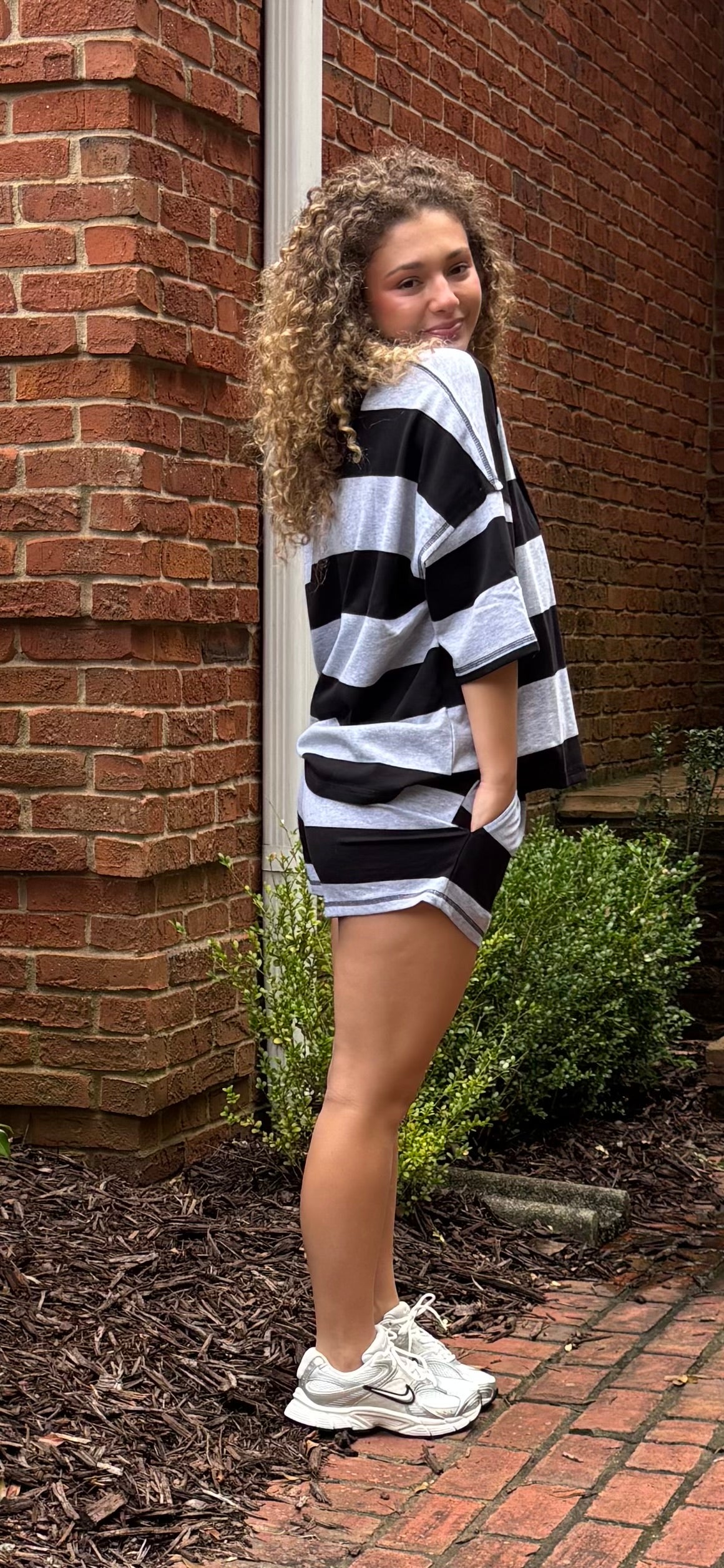 “Quarter Zip Black & Grey Shorts Set”