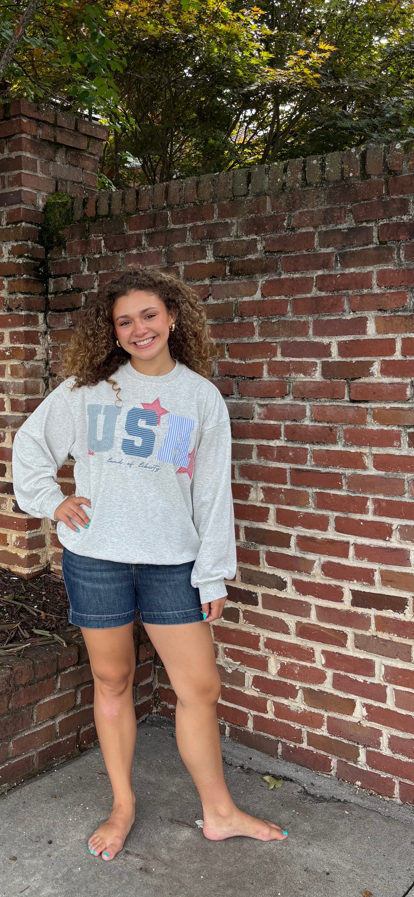 “USA Patchwork Oversized Crew”