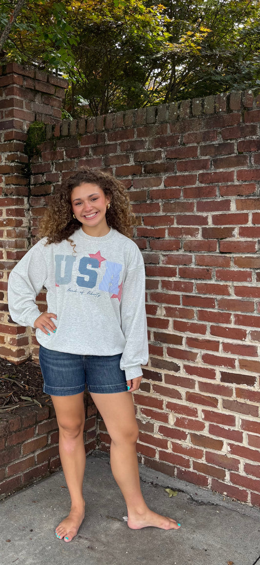 “USA Patchwork Oversized Crew”