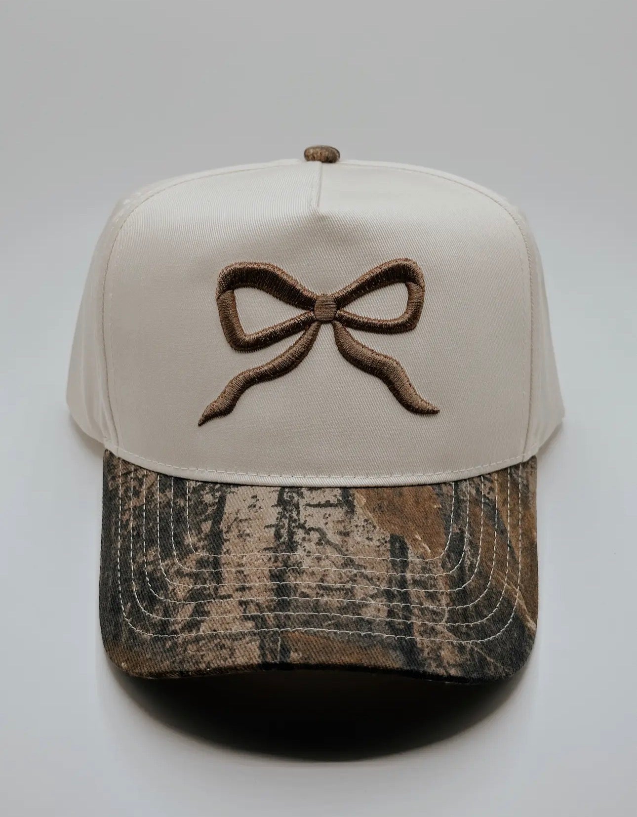 “Neutral Camo Bow Adjustable Trucker Hat”