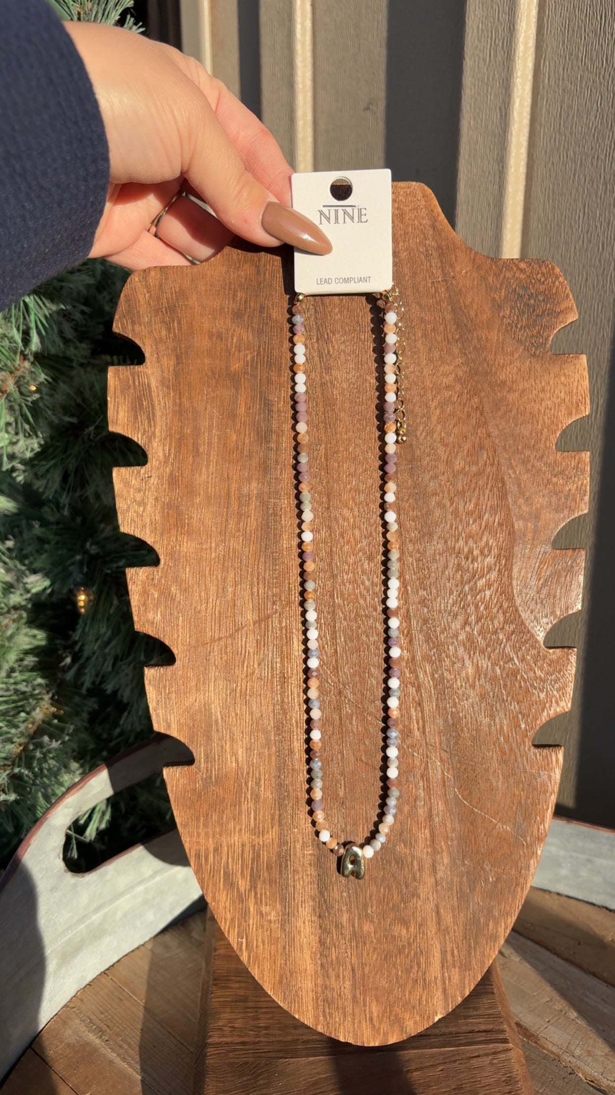 “Initial Beaded Necklace”