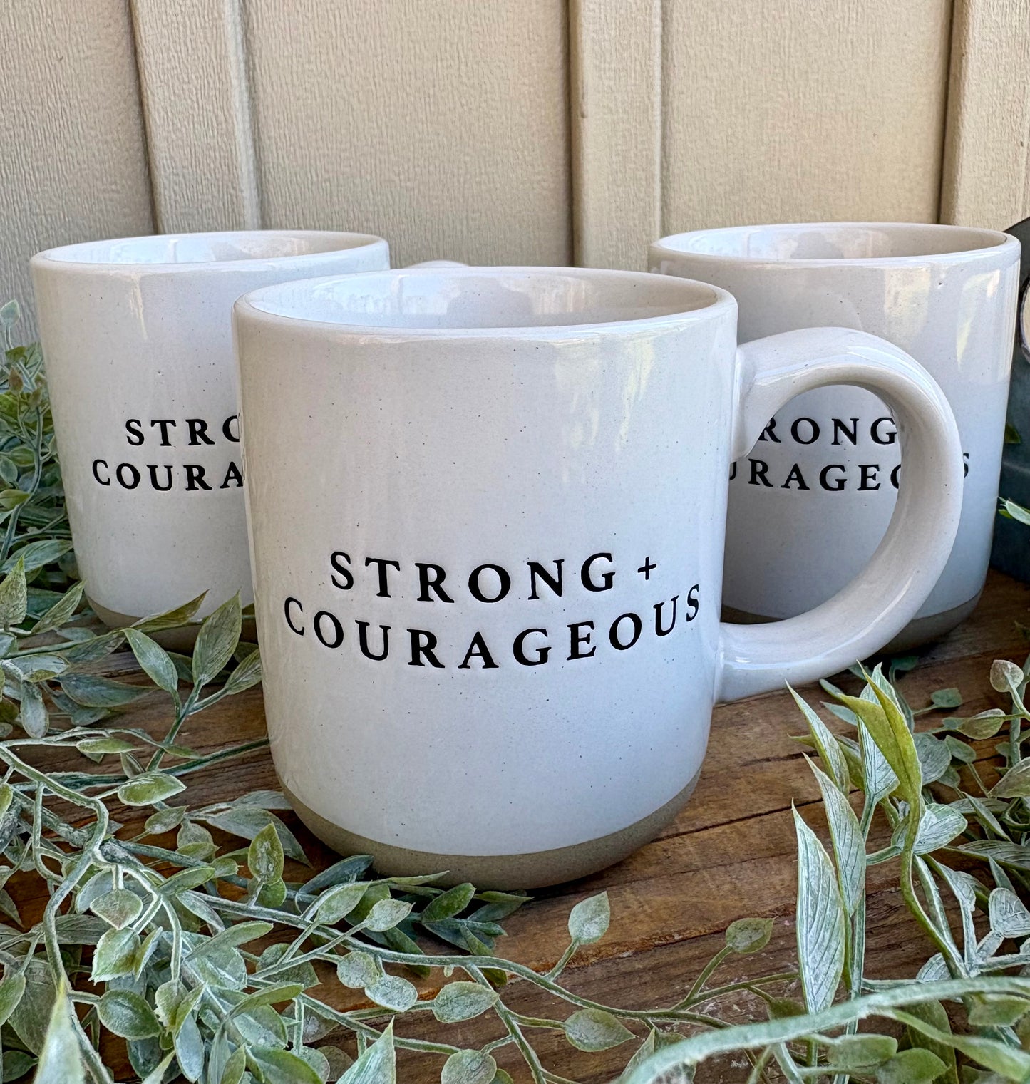 “Strong and Courageous Stoneware Mug”