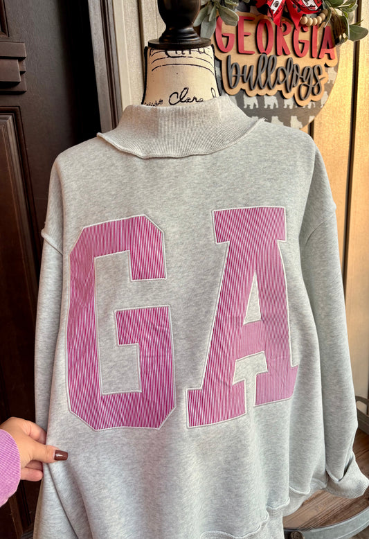 “GA Striped Mock Crewneck”