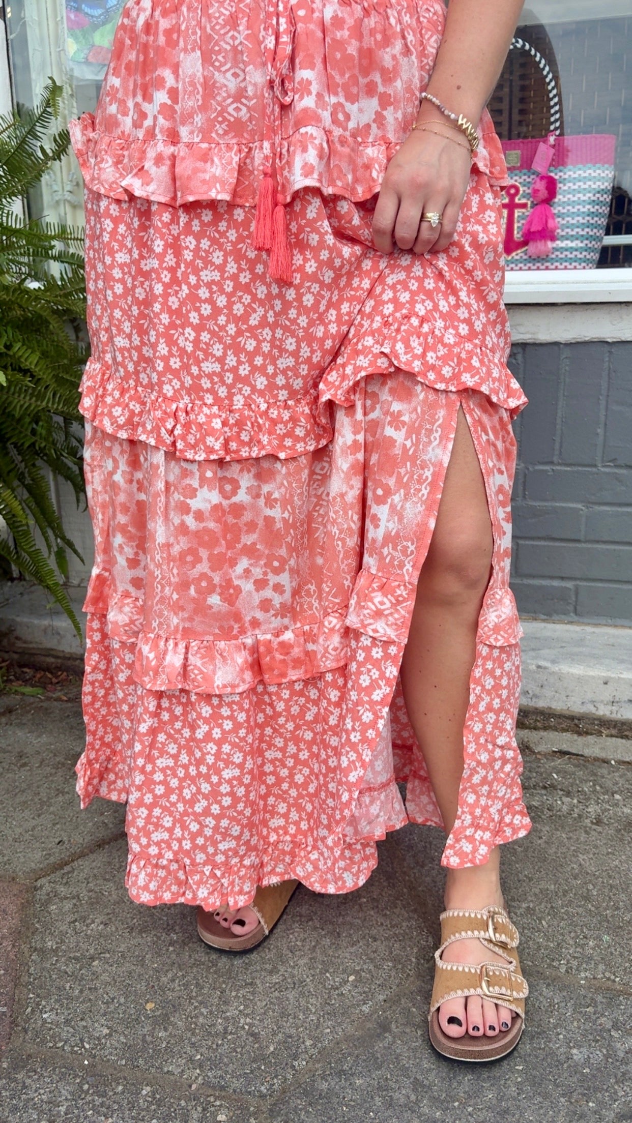 “Floral Maxi Skirt With Slit”