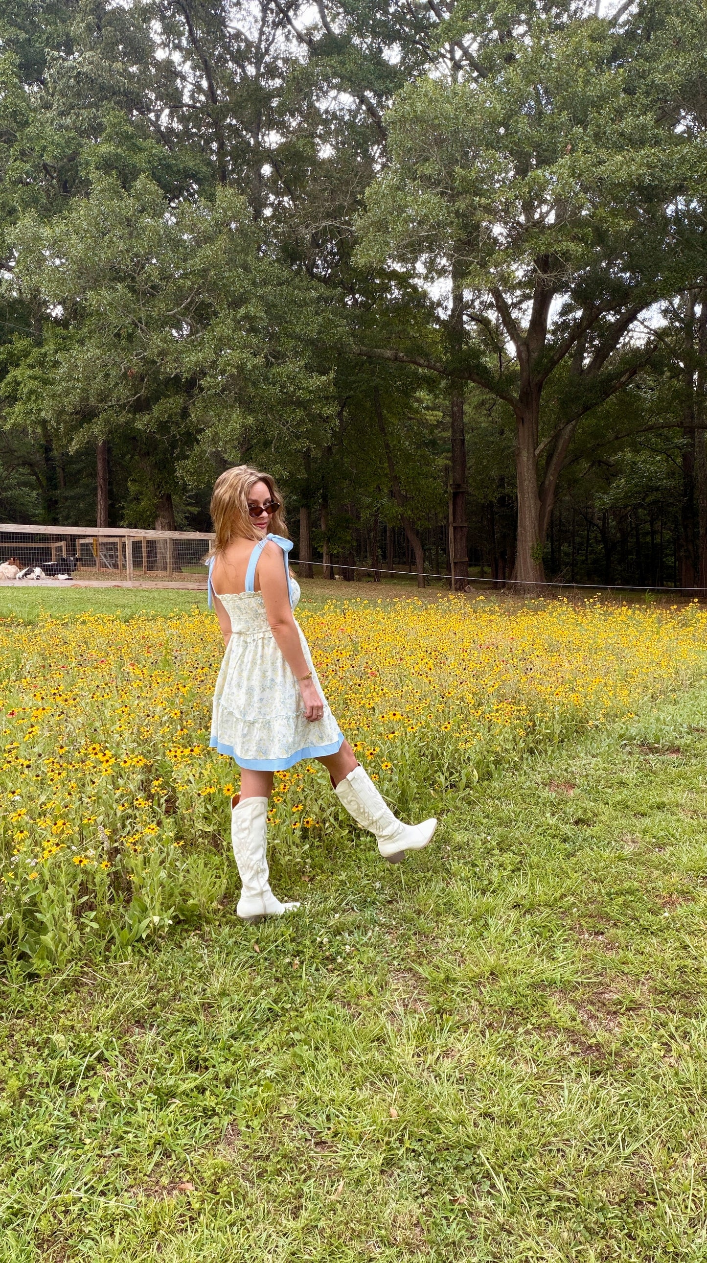 “Floral Ribbon Strap Sundress”