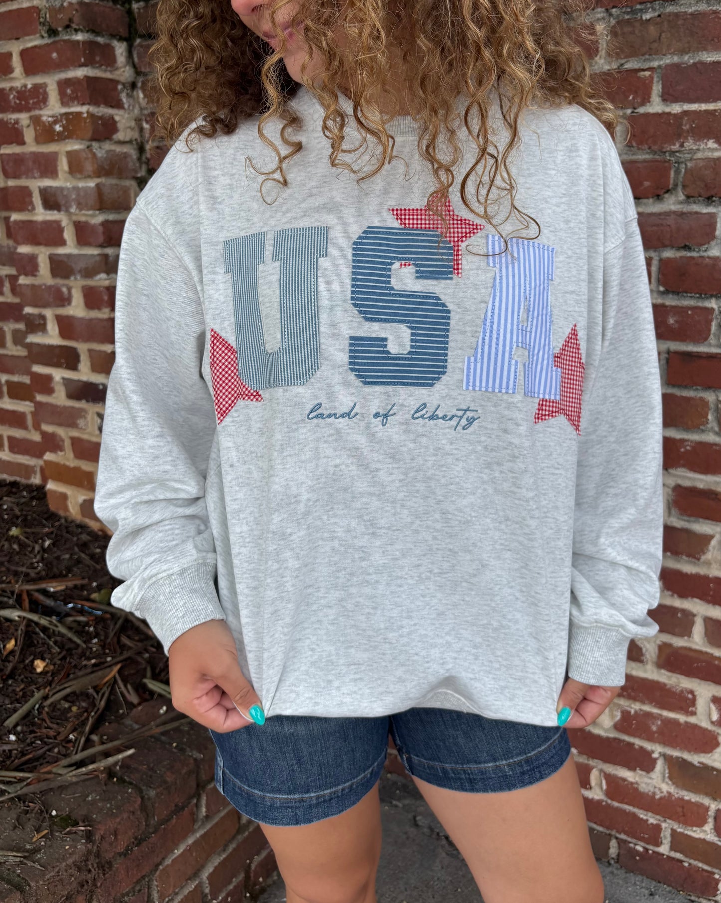 “USA Patchwork Oversized Crew”