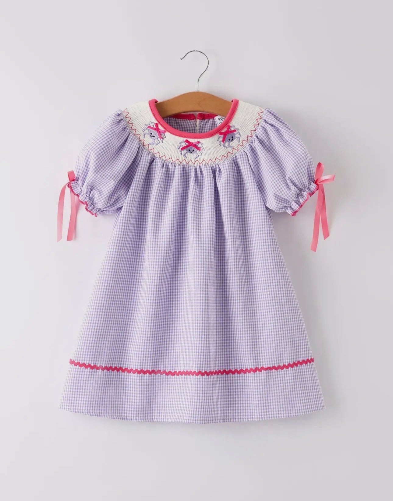 “Spider Smock Embroidery Girls Dress”